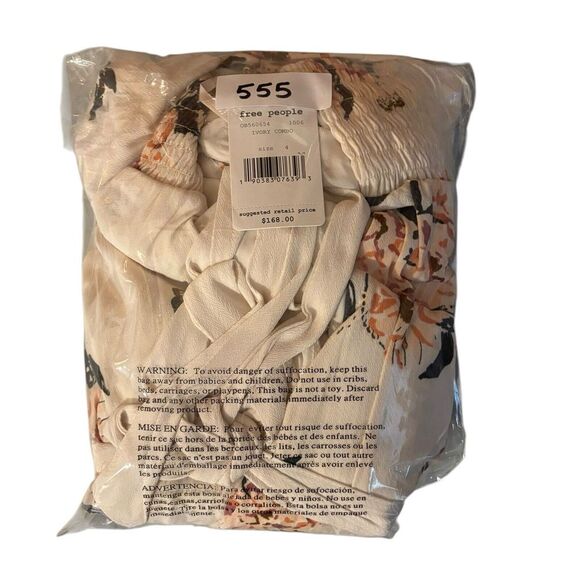 NEW Free People All I Got Floral Maxi Dress Boho Peasant Women's Ivory Size 4 - Picture 14 of 14